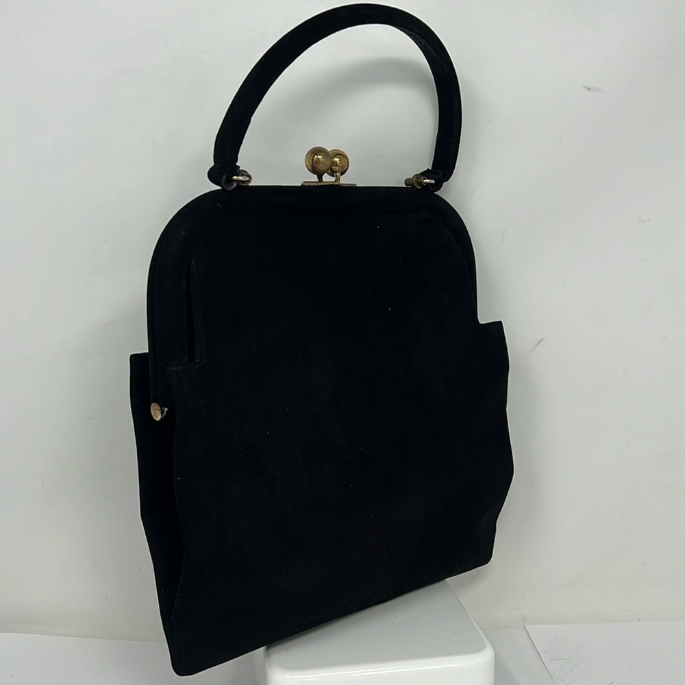 Koret Koretolope Black Kid Suede Kisslock Large Hand Bag